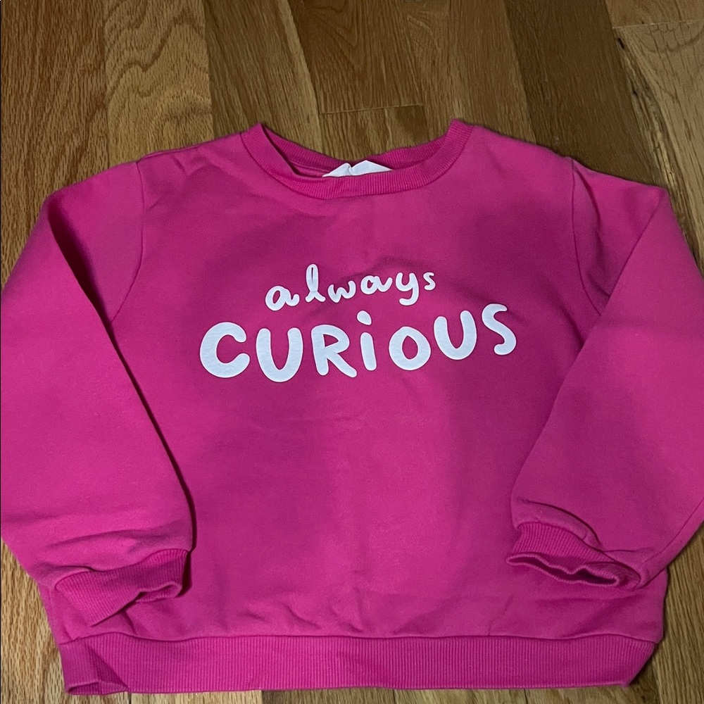 H&M GIrls Fuchsia 'Always Curious' Kids Sweatshirt